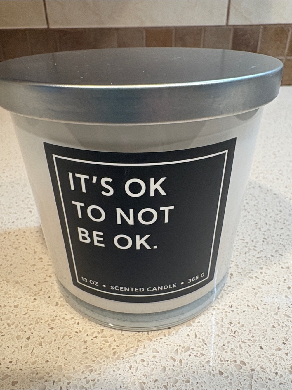 White & Black 'It's Ok To Not Be Ok' Scented Candle -